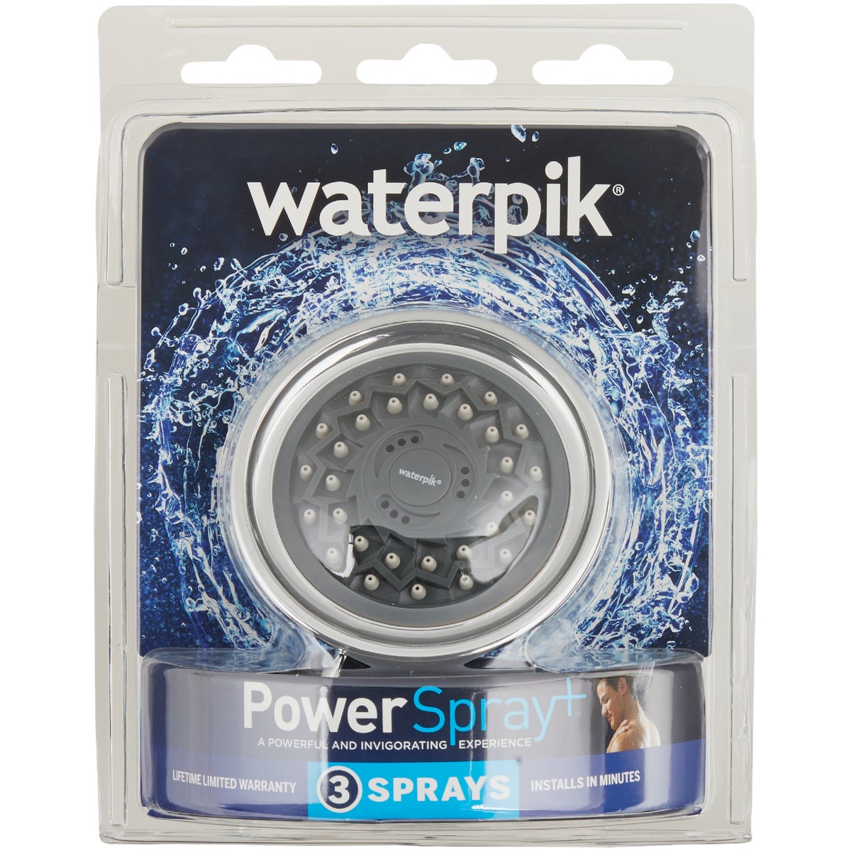 Waterpik PowerSpray 3-Spray 1.8 GPM Fixed Showerhead, Chrome