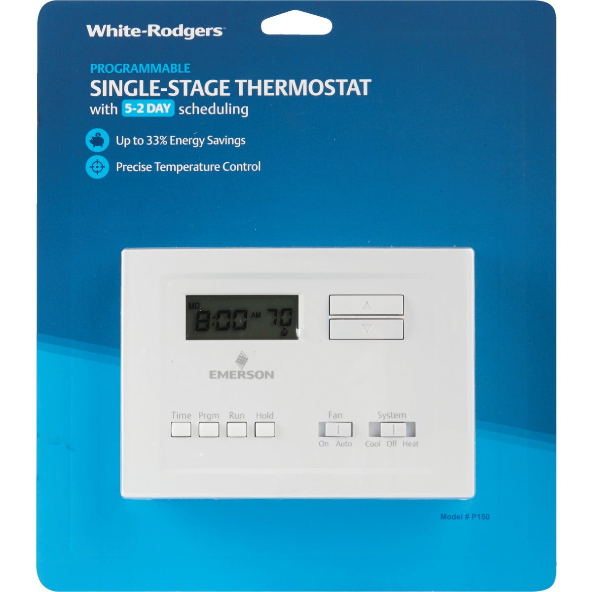 White Rodgers 5-2 Day Programmable White Digital Thermostat