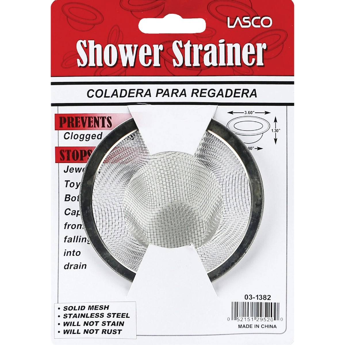 Lasco 3-5/8 In. Stainless Steel Mesh Shower Drain Strainer with Chrome Rim