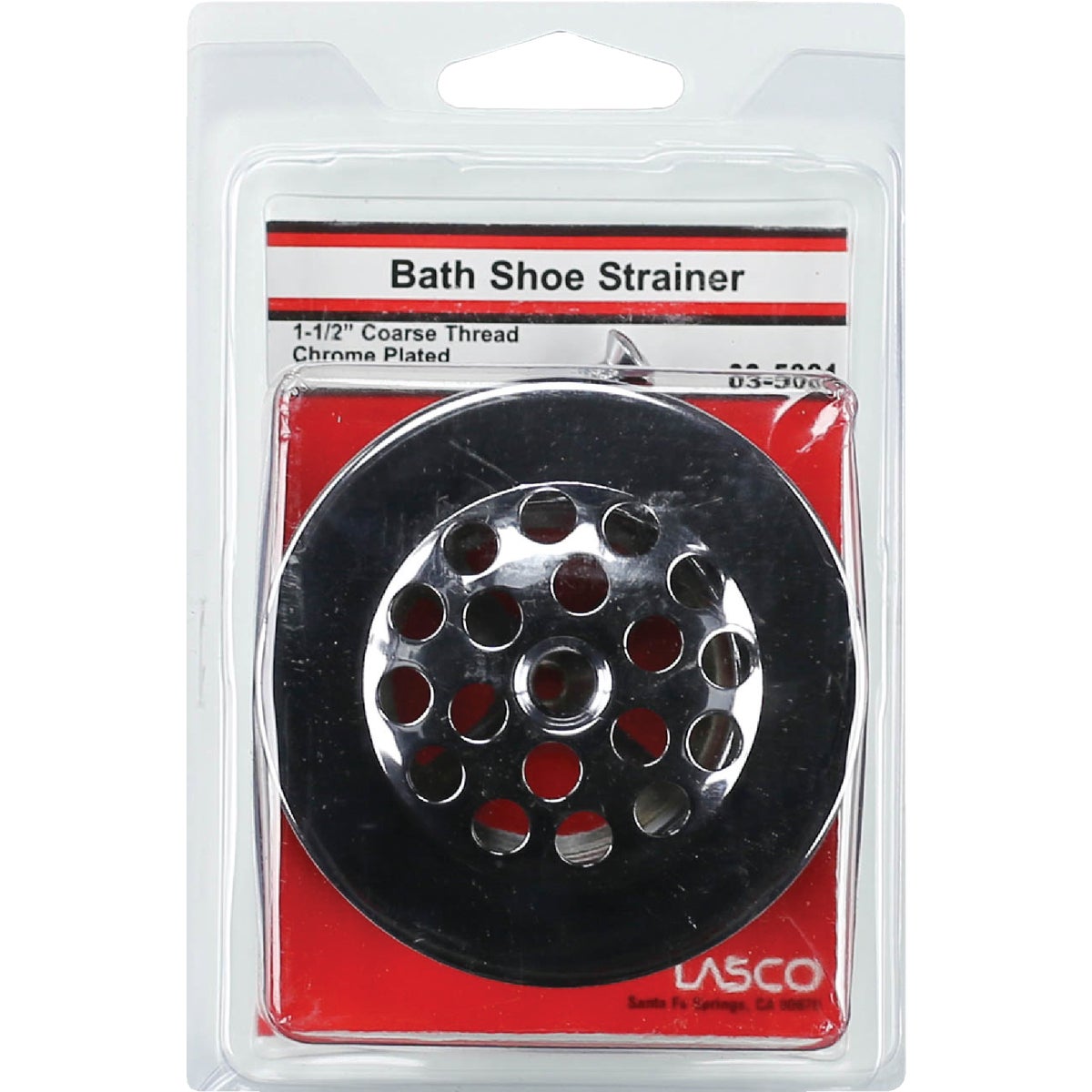 Lasco 1-1/2 In. Coarse Thread Bath Shoe Tub Drain Strainer with Chrome Plated Finish