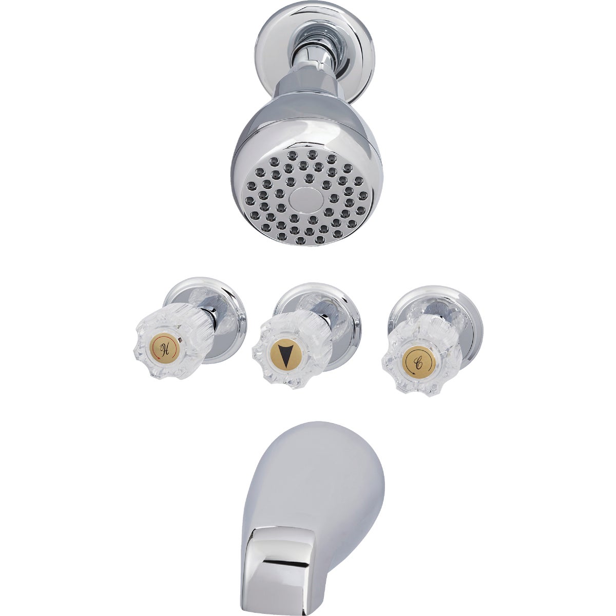 Home Impressions Chrome 3-Handle Acrylic Knob Tub & Shower Faucet