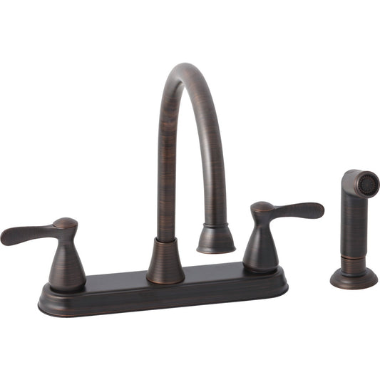 Home Impressions Dual Handle Traditional Lever Kitchen Faucet with Side Spray, Oil-Rubbed Bronze