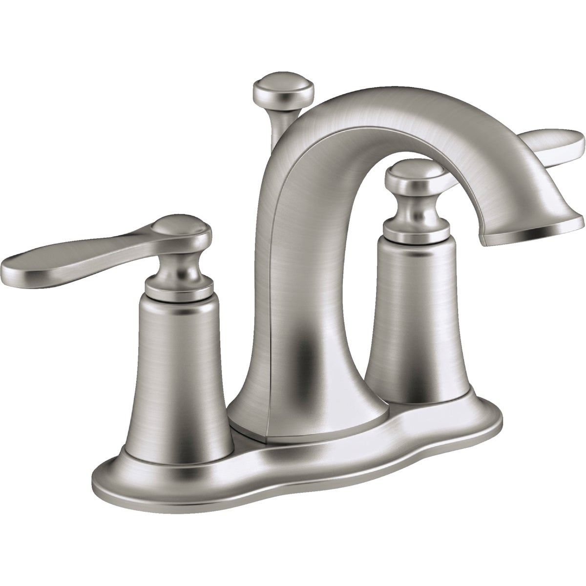 Kohler Linwood Brushed Nickel 2-Handle Lever 4 In. Centerset Bathroom Faucet with Pop-Up