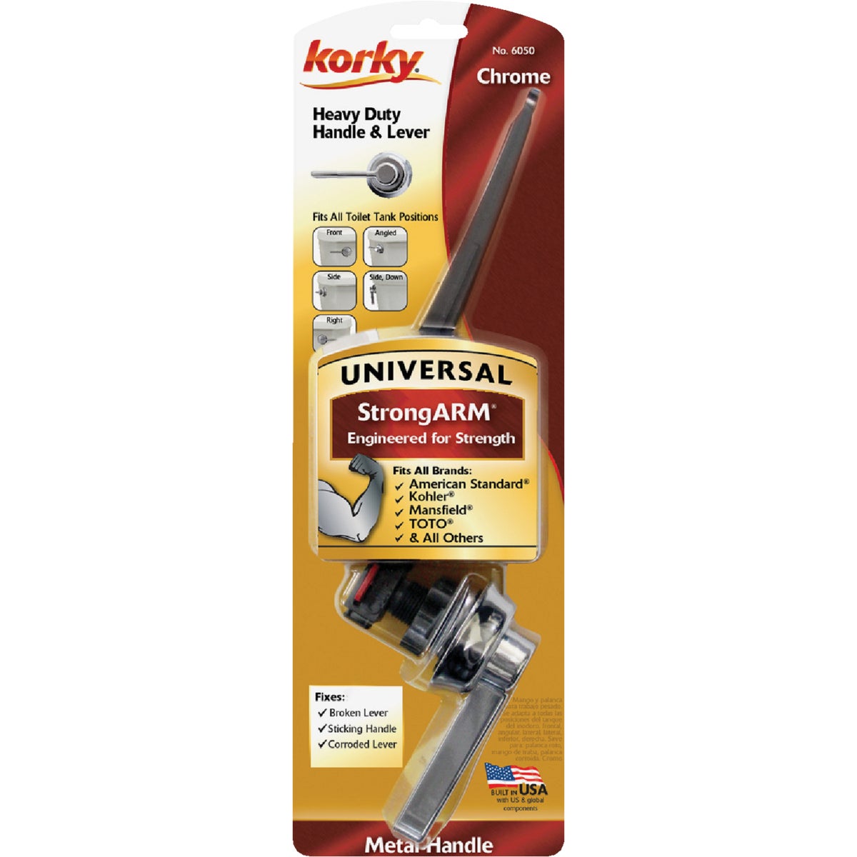 Korky StrongARM Universal Chrome Tank Lever with Classic Style Handle