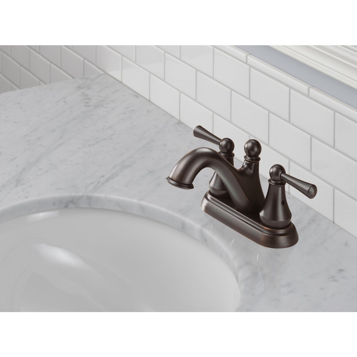 Delta Haywood Oil-Rubbed Bronze 2-Handle Lever 4 In. Centerset Bathroom Faucet with Pop-Up