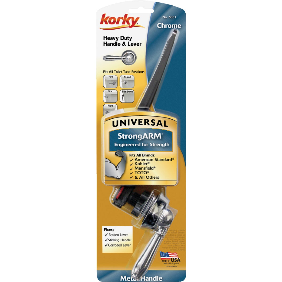 Korky StrongARM Universal Chrome Tank Lever with Faucet Style Handle