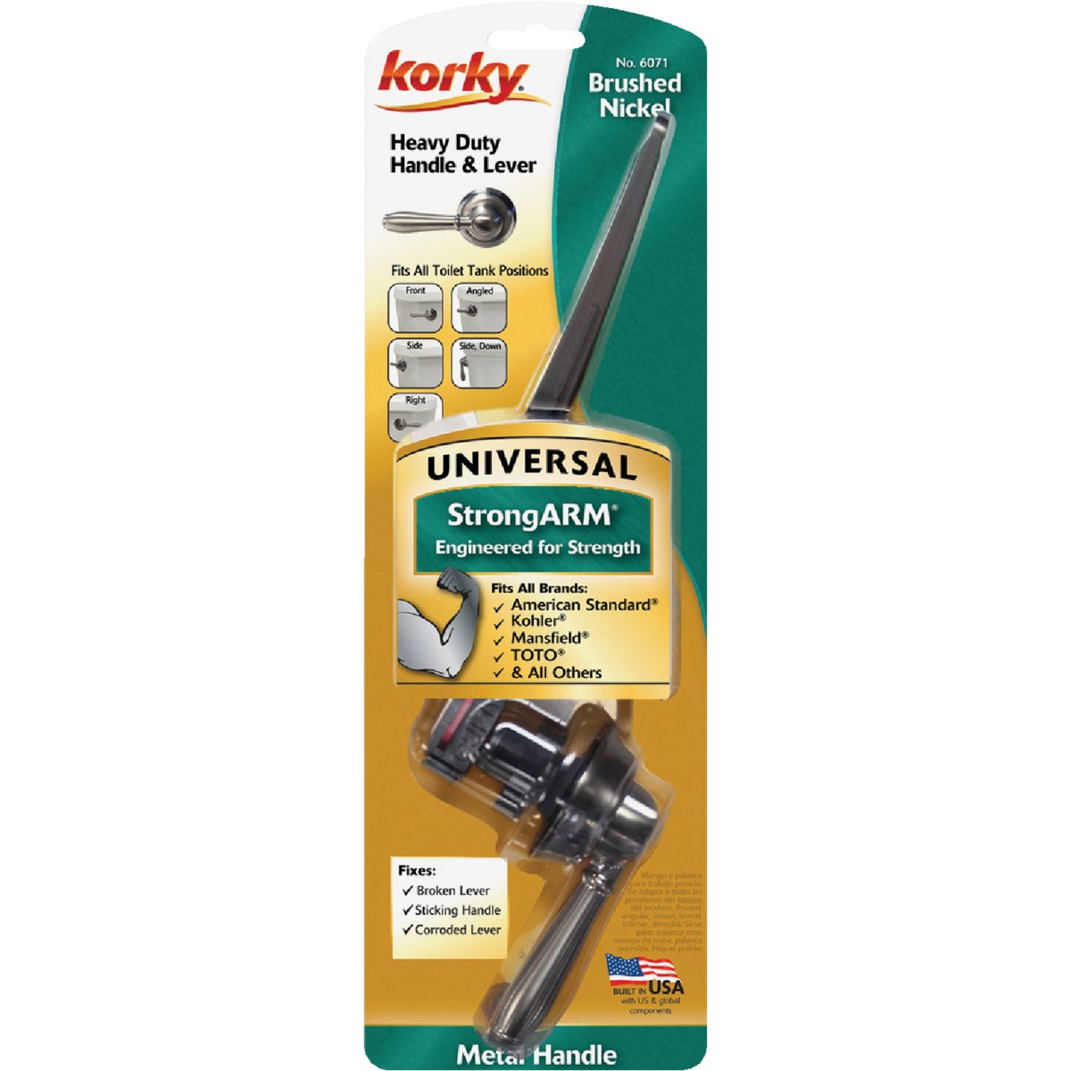 Korky StrongARM Universal Brushed Nickel Tank Lever with Faucet Style Handle