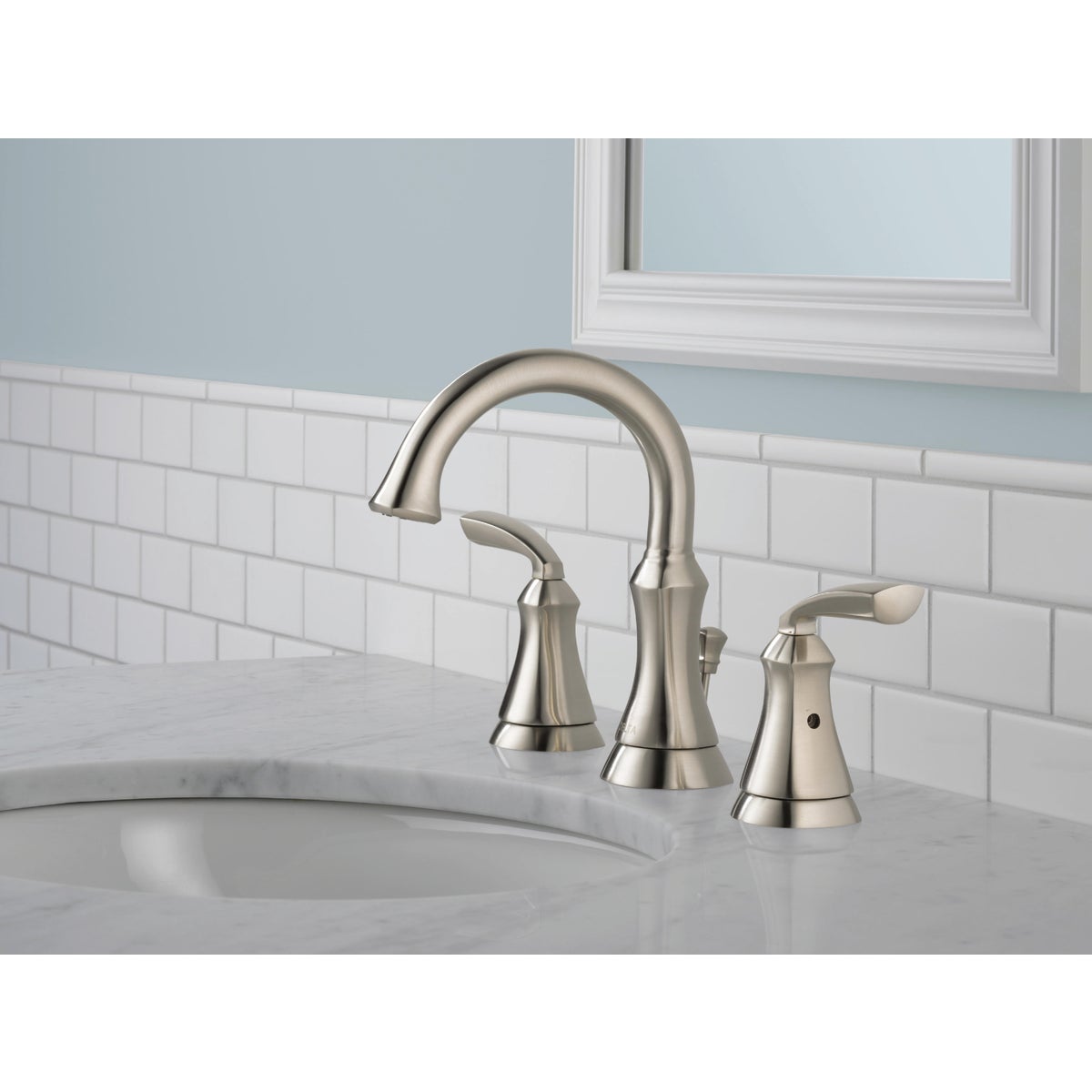 Delta Mandara Stainless 2-Handle Lever 8 In. Wideset Bathroom Faucet with Pop-Up