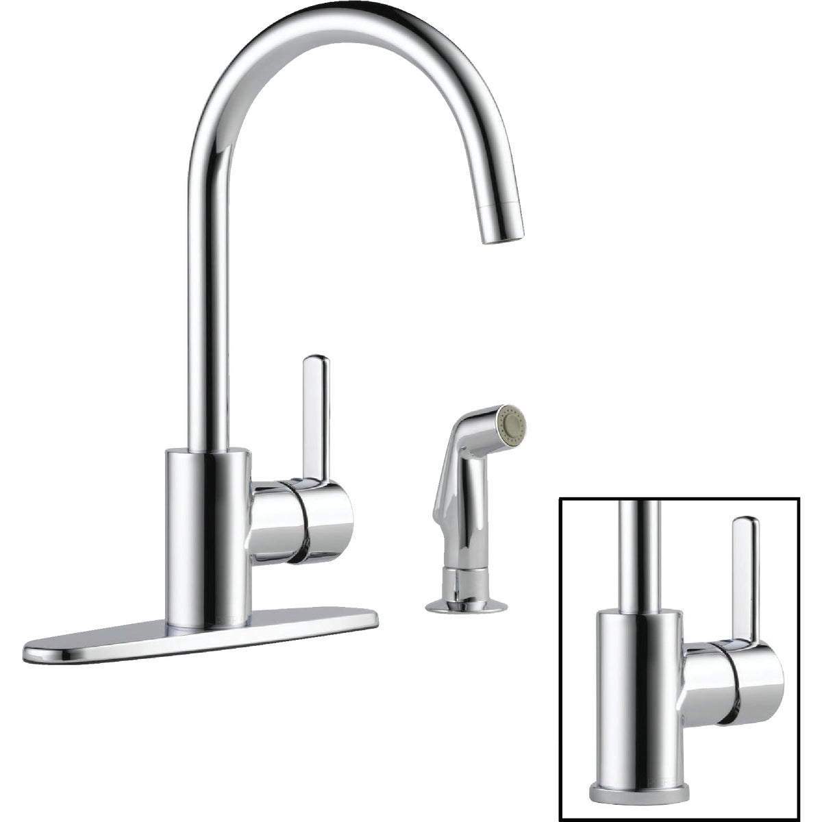 Peerless Apex Single Handle Lever Kitchen Faucet with Side Spray, Chrome