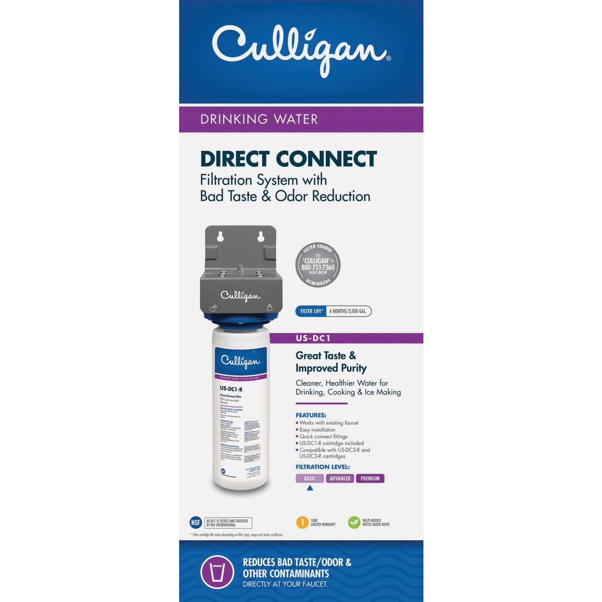 Culligan US-DC-1 Direct Connect Easy-Change Under Sink Water Filter