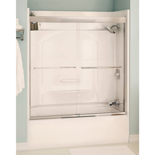 Maax Aura 59.5 In. W. X 57 In. H. Chrome Semi-Frameless Clear Glass Sliding Tub Door