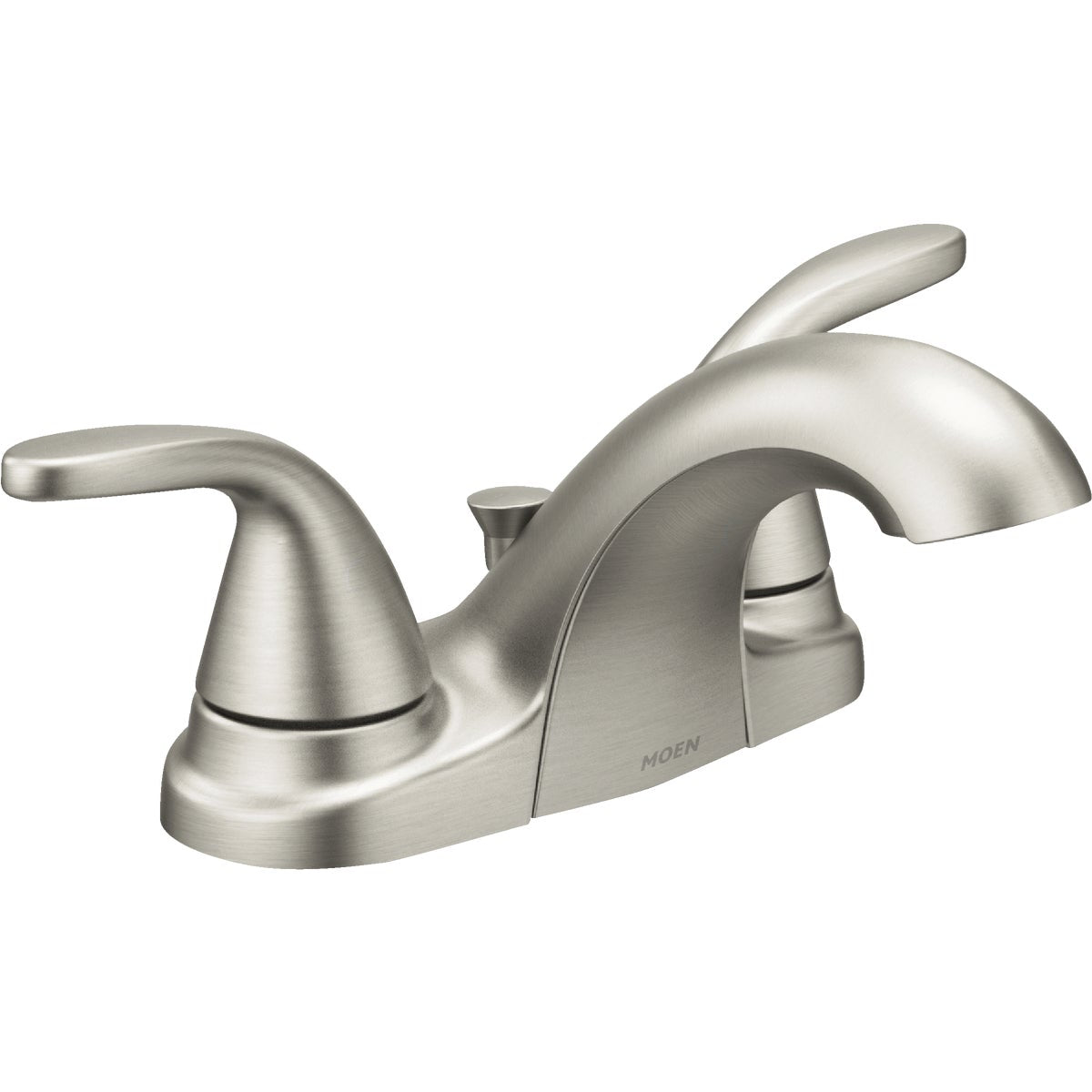 Moen Adler Brushed Nickel 2-Handle Lever 4 In. Centerset Bathroom Faucet with Pop-Up