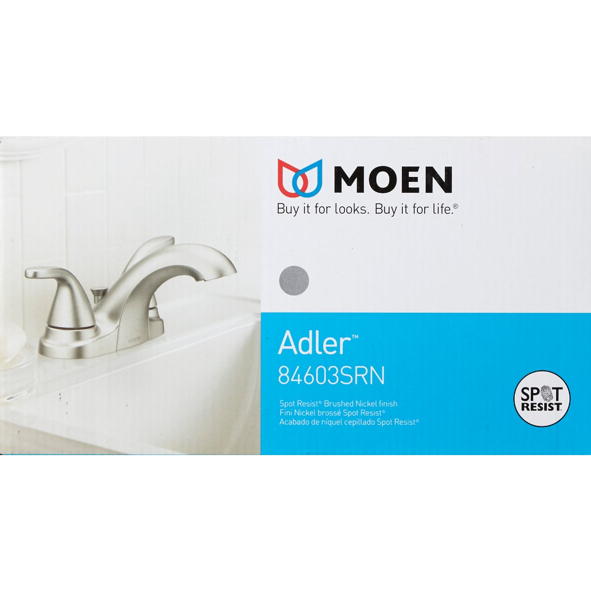 Moen Adler Brushed Nickel 2-Handle Lever 4 In. Centerset Bathroom Faucet with Pop-Up