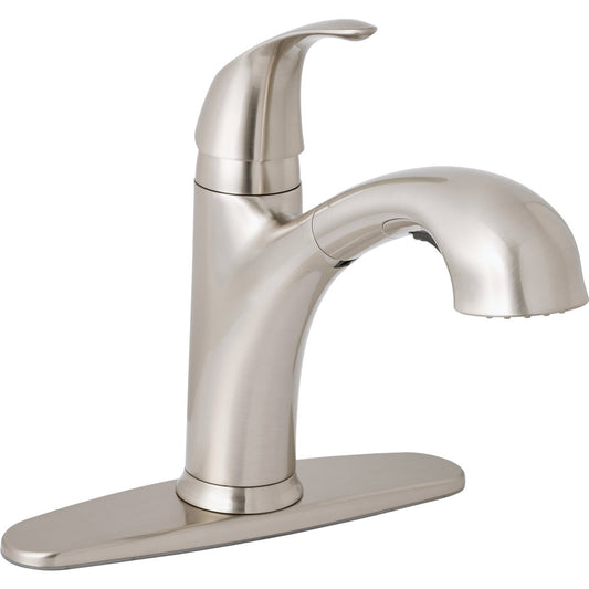 Home Impressions Single Handle Lever Pull-Out Kitchen Faucet, Brushed Nickel