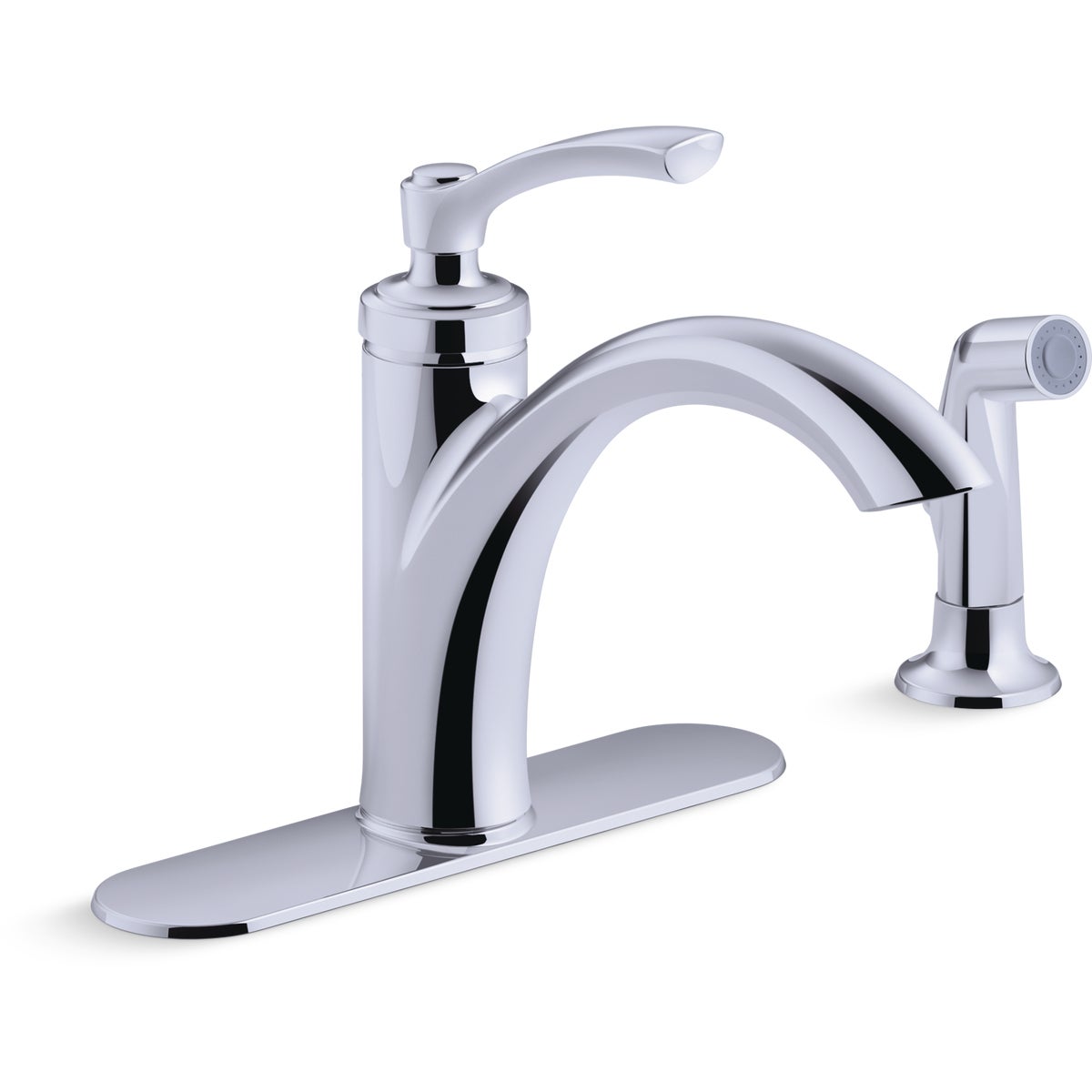 Kohler Linwood Single Handle Lever Kitchen Faucet with Side Spray, Chrome