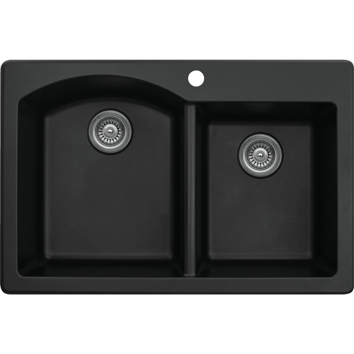 Karran Double Bowl 33 In. x 22 In. x 9 In. Deep Black Quartz Kitchen Sink