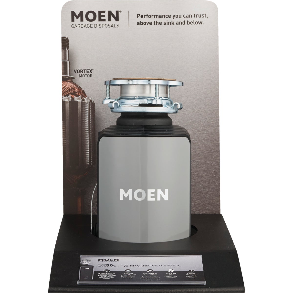 Moen 1/2 HP Stainless Steel Garbage Disposer, 4 Year Warranty