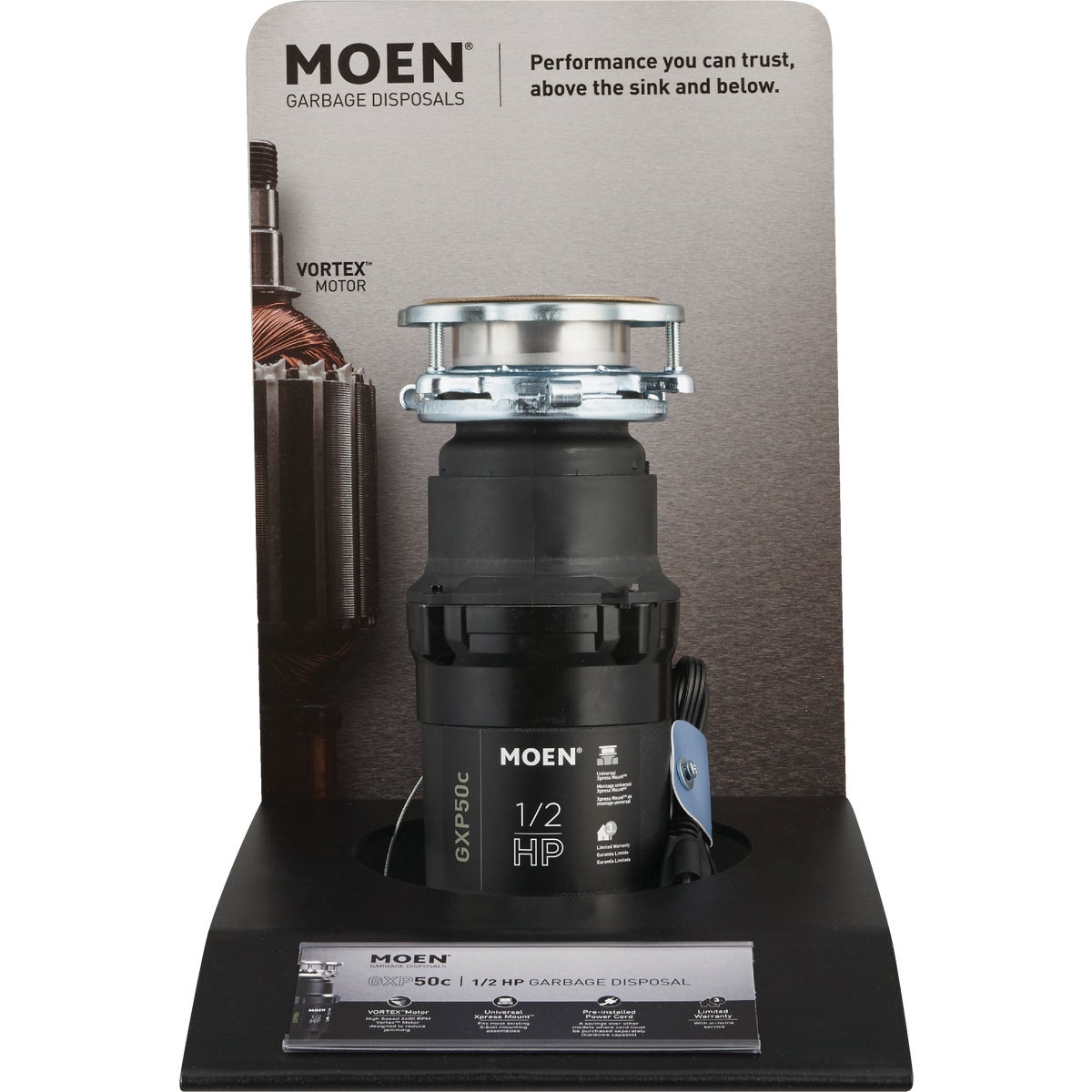 Moen 1/2 HP Galvanized Steel Garbage Disposer, 3 Year Warranty