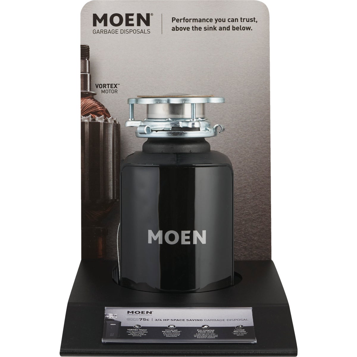 Moen 3/4 HP Galvanized Steel Garbage Disposer, 5 Year Warranty