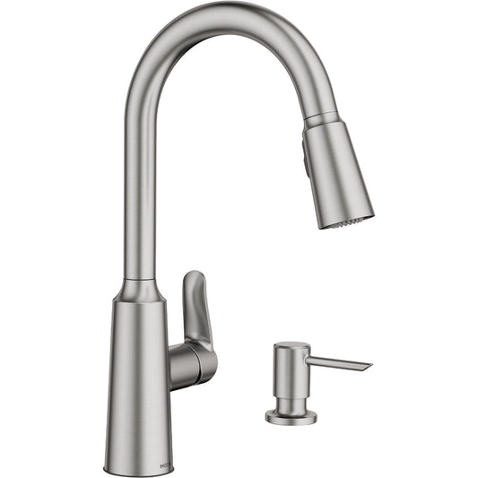 Moen Edwyn Single Handle Pull-Down Kitchen Faucet with Soap Dispenser, Stainless