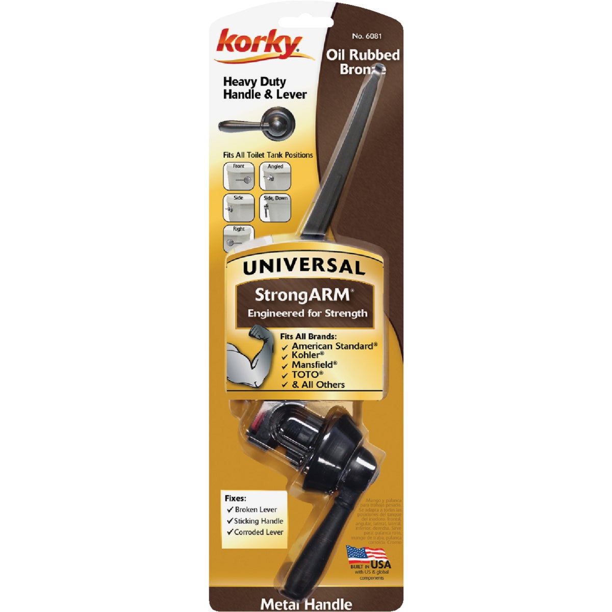 Korky StrongARM Universal Oil-Rubbed Bronze Tank Lever with Faucet Style Handle