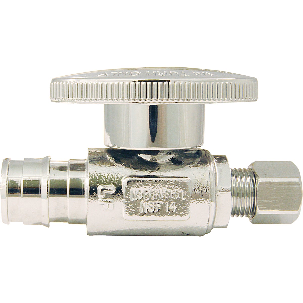 Apollo Retail 1/2 In. Barb x 1/4 In. Comp Chrome-Plated Brass PEX Stop Valve