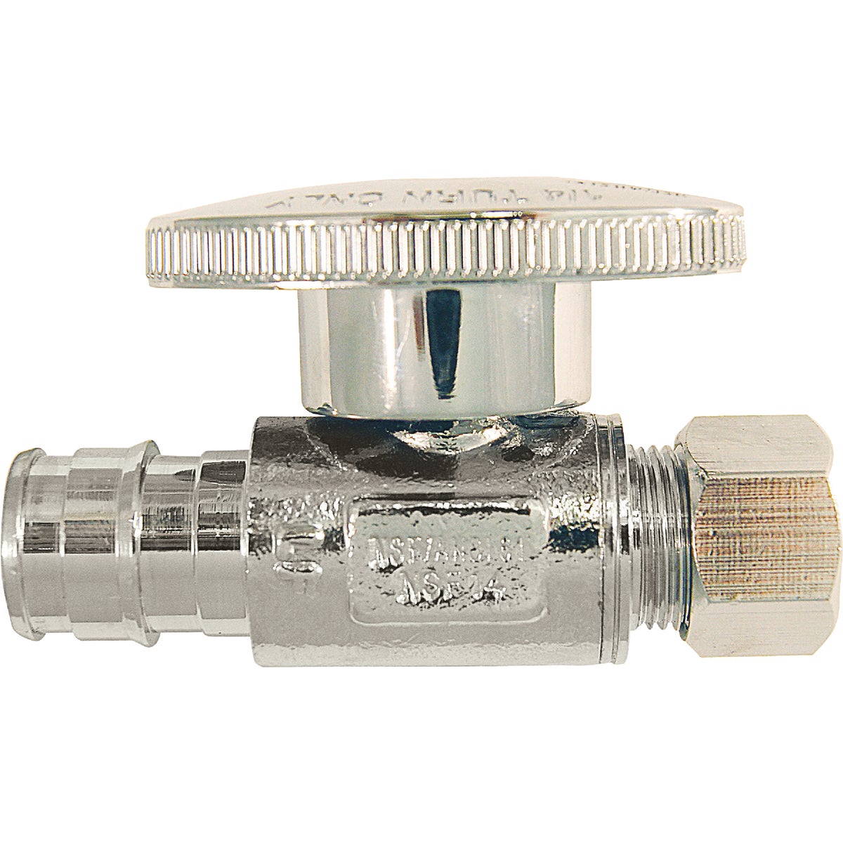 Apollo Retail 1/2 In. Barb x 3/8 In. Comp Chrome-Plated Brass PEX Stop Valve