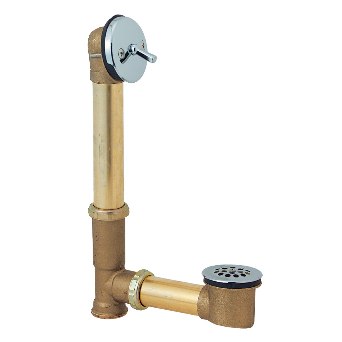 Do it Rough Brass Trip Lever Bath Drain with Polished Chrome Trim