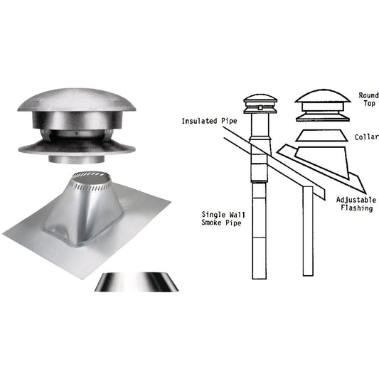 SELKIRK Sure-Temp 6 In. Stainless Steel Round Top Chimney Kit