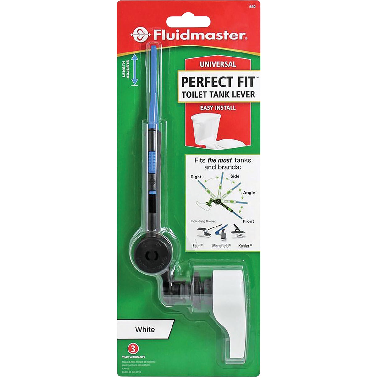 Fluidmaster Perfect Fit White Toilet Tank Lever