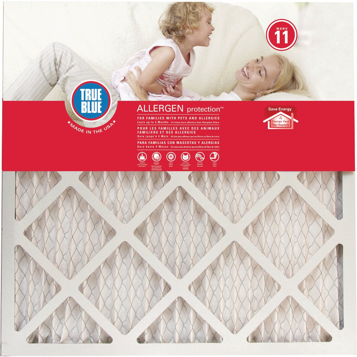 True Blue 16 In. x 24 In. x 1 In. Allergen Protection MERV 11 Furnace Filter