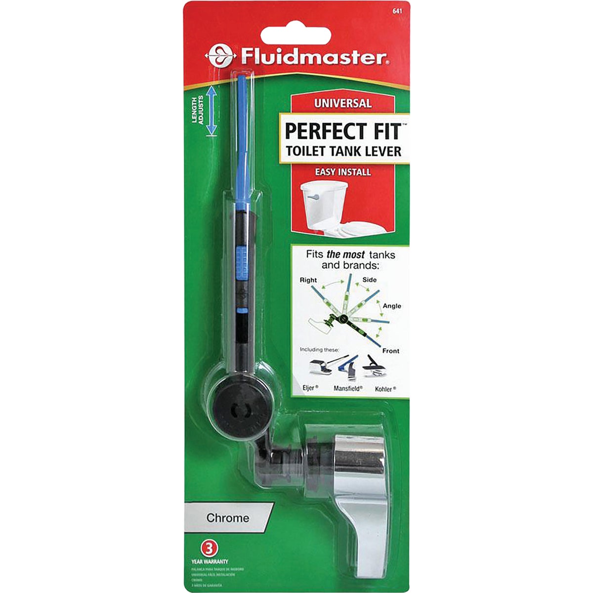 Fluidmaster Perfect Fit Chrome Toilet Tank Lever