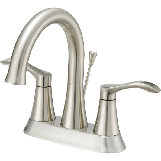 Home Impressions Brushed Nickel 2-Handle Lever 4 In. Centerset Bathroom Faucet with Pop-Up