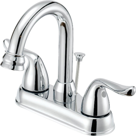 Home Impressions Chrome 2-Handle Lever 4 In. Centerset Hi-Arc Bathroom Faucet with Pop-Up