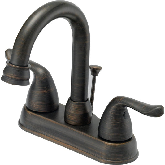 Home Impressions Oil-Rubbed Bronze 2-Handle Lever 4 In. Centerset Hi-Arc Bathroom Faucet with Pop-Up