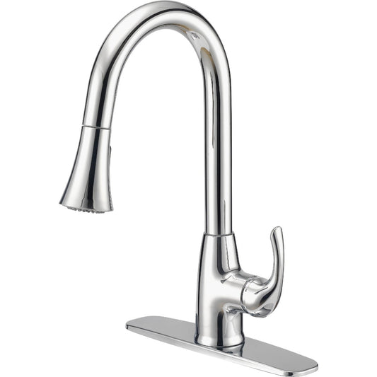 Home Impressions Single Handle Lever Pull-Down Kitchen Faucet with Spray, Chrome