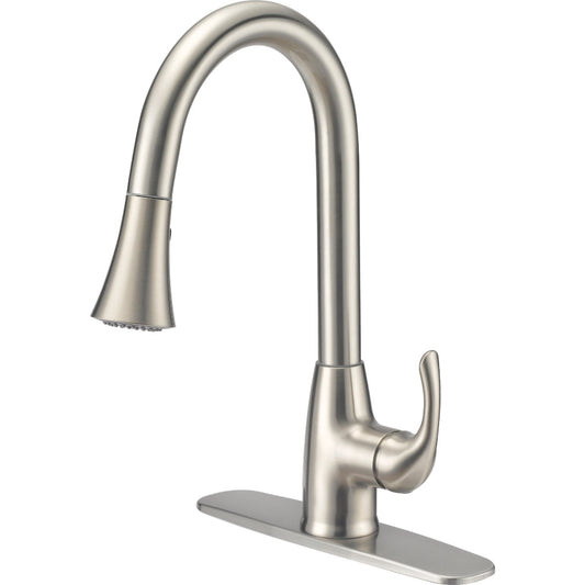 Home Impressions Single Handle Lever Pull-Down Kitchen Faucet with Side Spray, Brushed Nickel