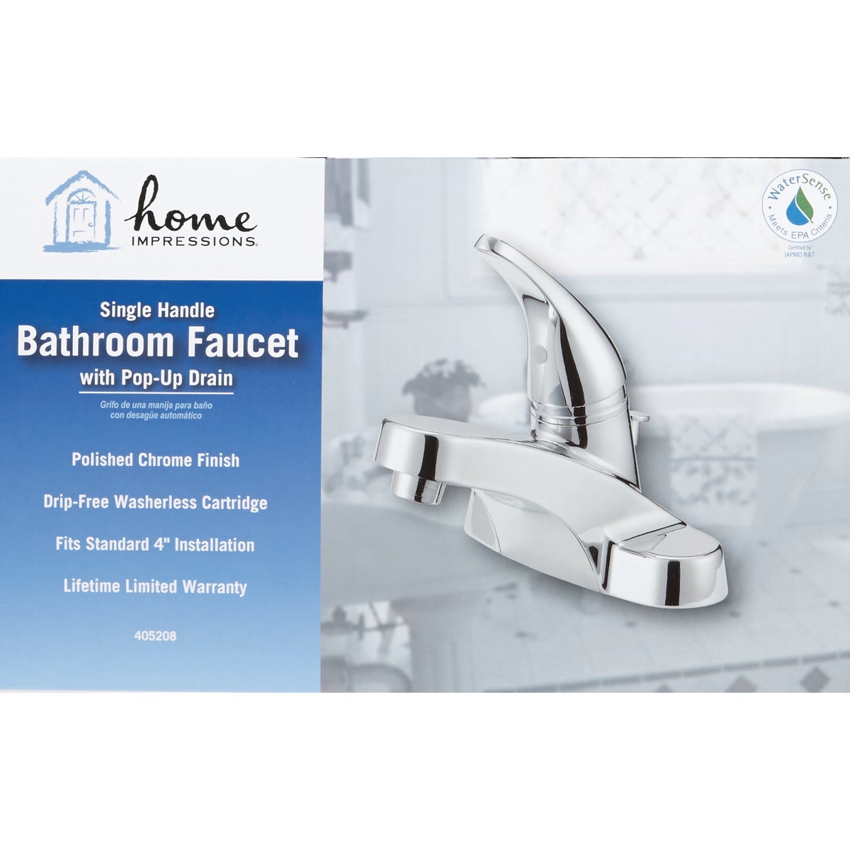 Home Impressions Chrome 1-Handle Lever 4 In. Centerset Bathroom Faucet with Pop-Up