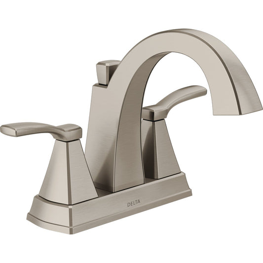 Delta Flynn Stainless 2-Handle Lever 4 In. Centerset Bathroom Faucet with Pop-Up