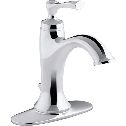 Kohler Elliston Chrome 1-Handle Lever 4 In. Centerset Bathroom Faucet with Pop-Up