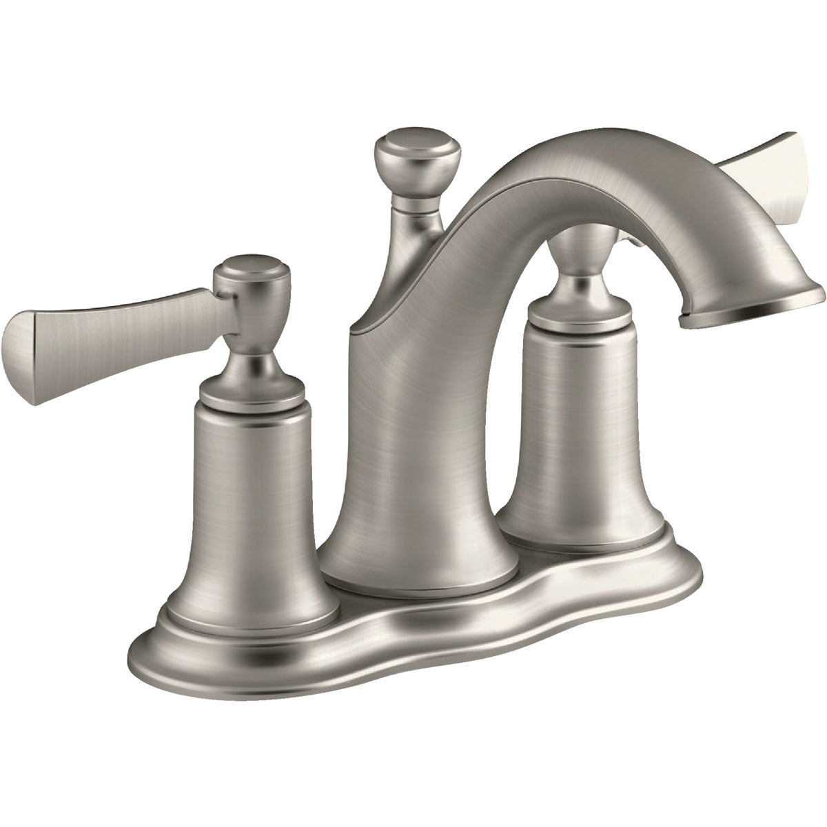 Kohler Elliston Brushed Nickel 2-Handle Lever 4 In. Centerset Bathroom Faucet with Pop-Up