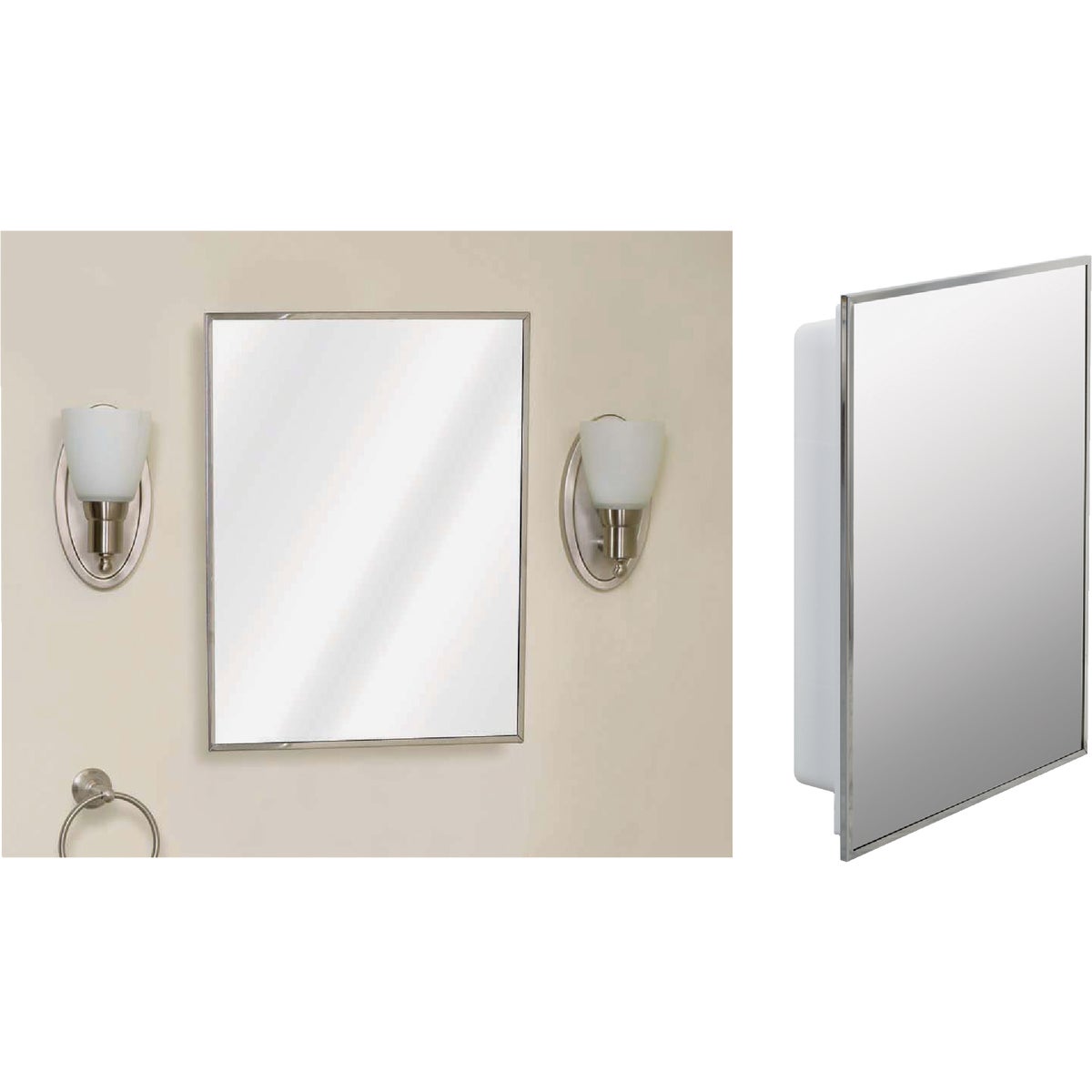 Zenith Stainless Steel 16-1/8 In. W x 20-1/8 In. H x 3-1/4 In. D Single Mirror Surface/Recess Mount Medicine Cabinet