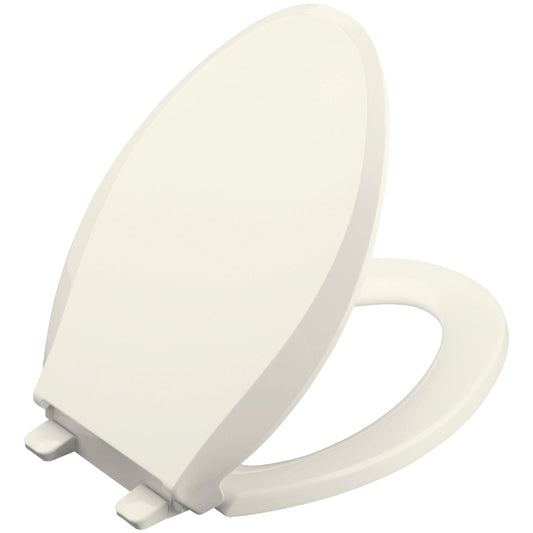 Kohler Cachet Quiet-Close Elongated Closed Front Biscuit Plastic Toilet Seat w/Grip-Tight Bumpers