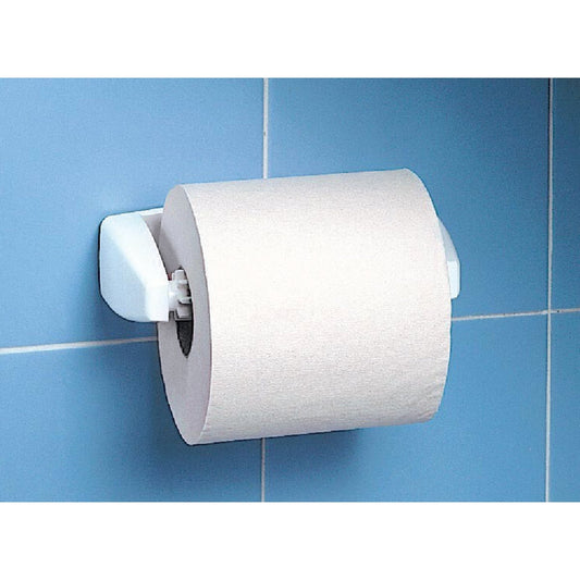 Homz Deluxe White Plastic Wall Mount Toilet Paper Holder