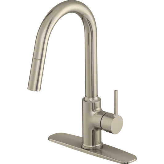 Home Impressions Contemporary Builder Single Handle Lever Pull-Down Kitchen Faucet, Brushed Nickel