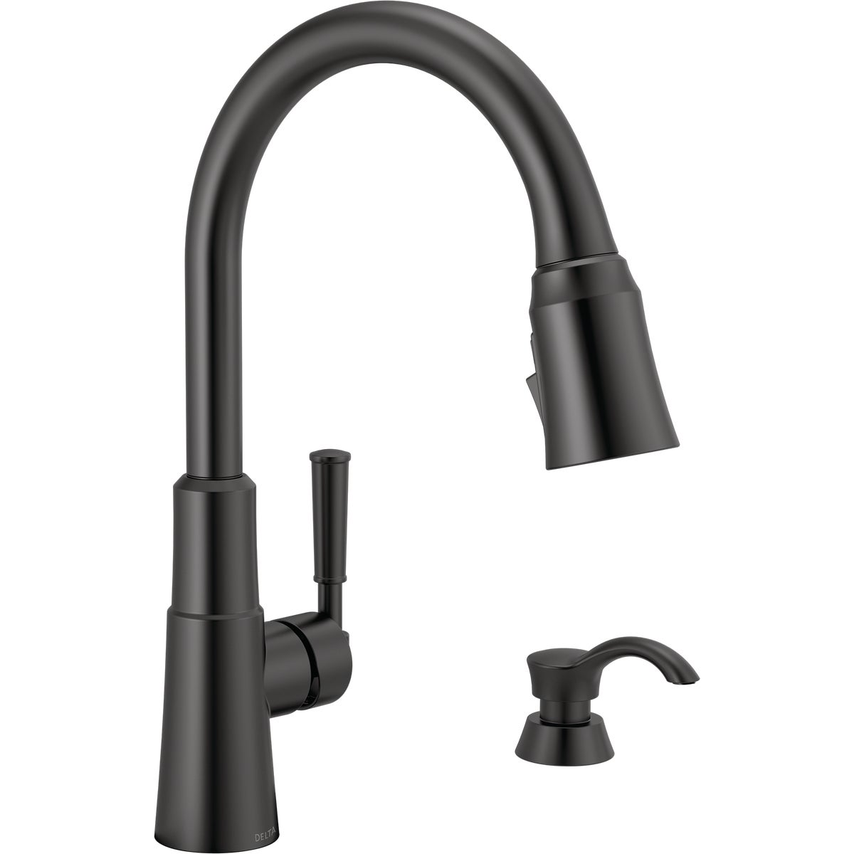 Delta Valo Single Handle Pull-Down Kitchen Faucet with Soap Dispenser, Matte Black