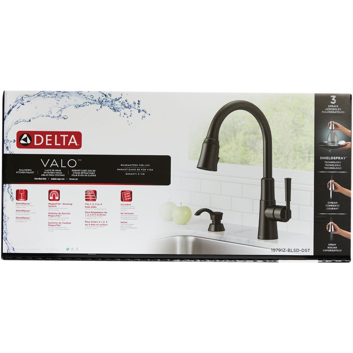 Delta Valo Single Handle Pull-Down Kitchen Faucet with Soap Dispenser, Matte Black