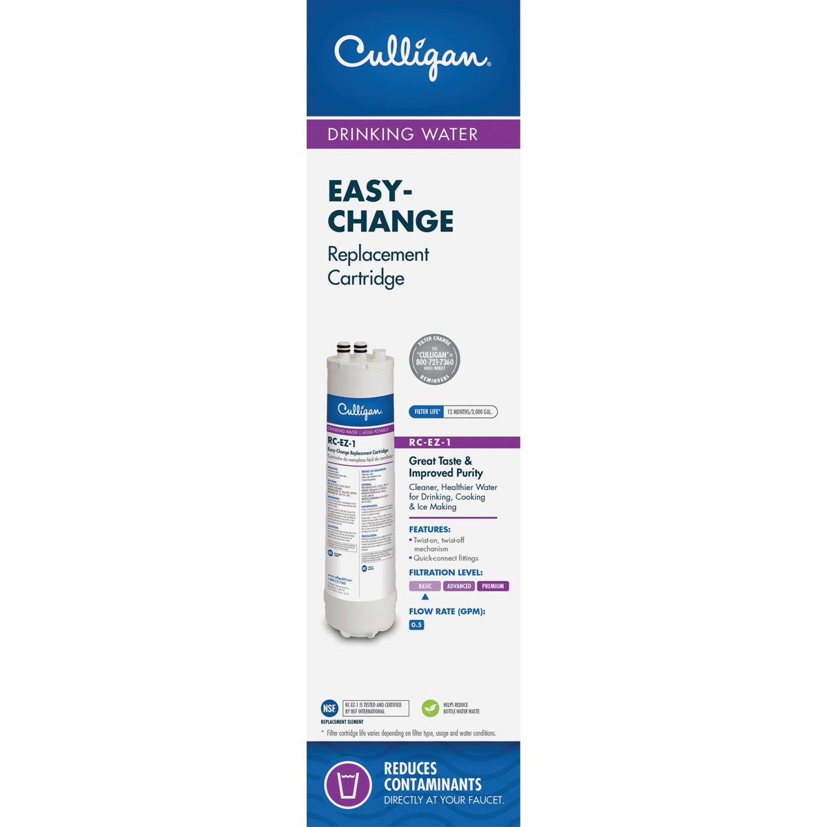 Culligan Easy-Change 1 Icemaker & Refrigerator Water Filter Cartridge