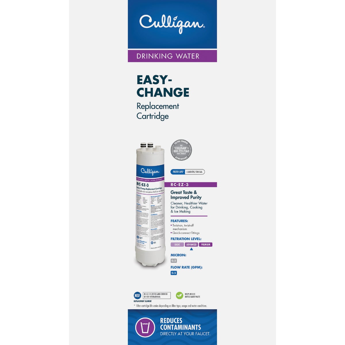 Culligan Easy-Change 3 Icemaker & Refrigerator Water Filter Cartridge