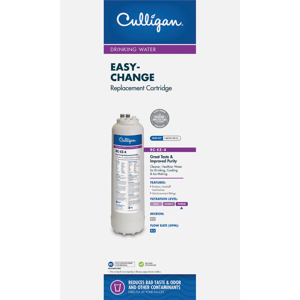 Culligan Easy-Change 4 Icemaker & Refrigerator Water Filter Cartridge